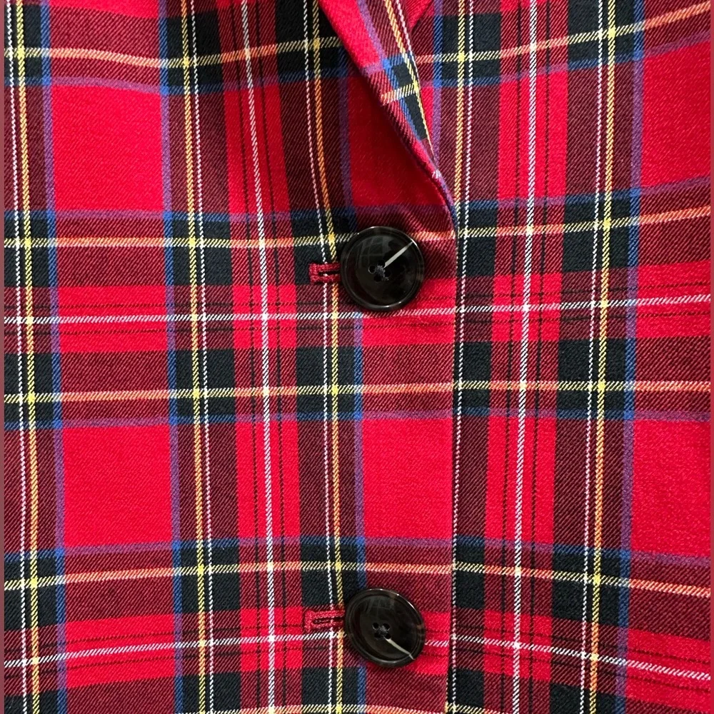 J. Crew Vibrant Holiday Red Plaid Suit (Trousers & Blazer)